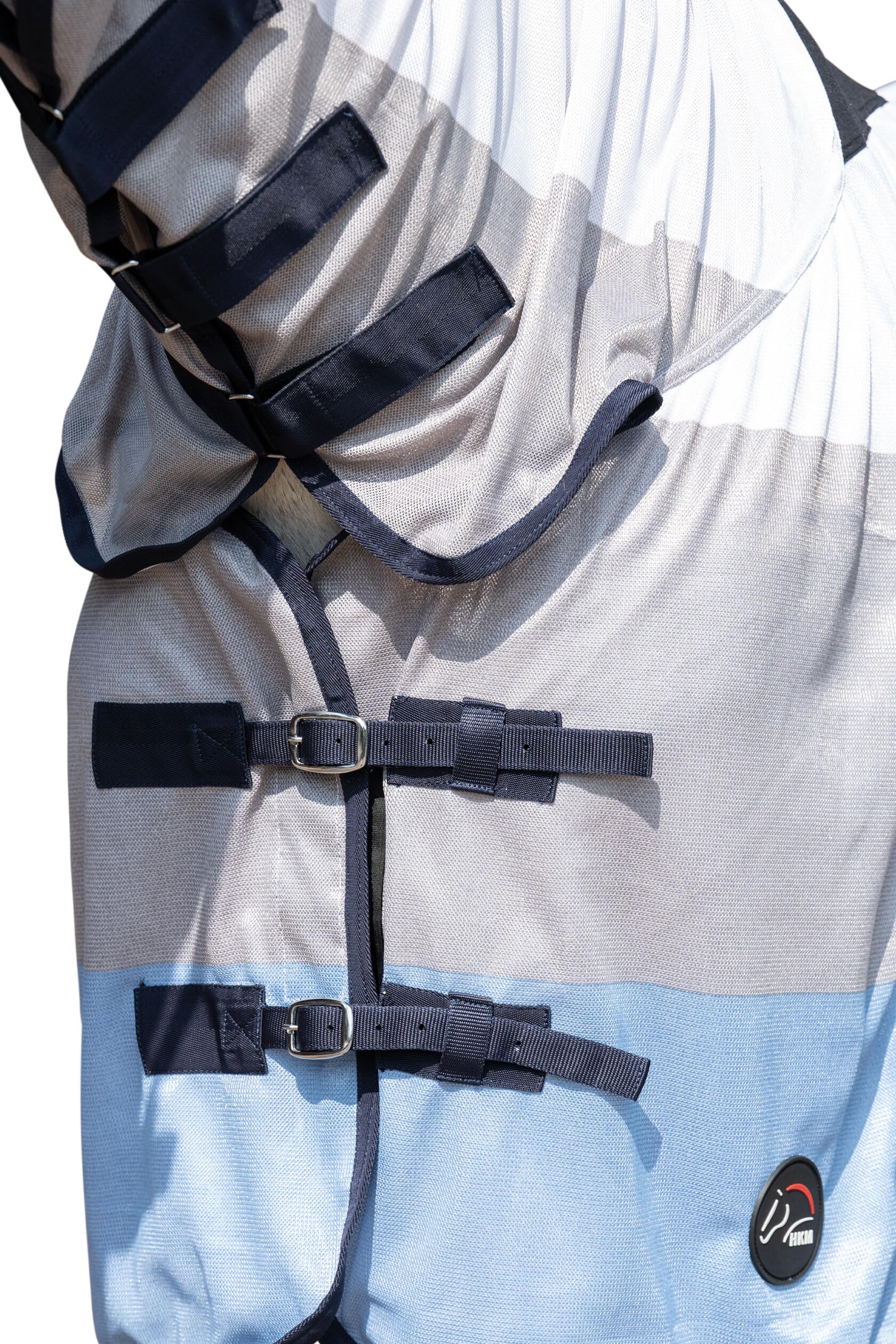 hkm-strong-fliegendecke-mit-halsteil-155-blau-wei-grau image 3
