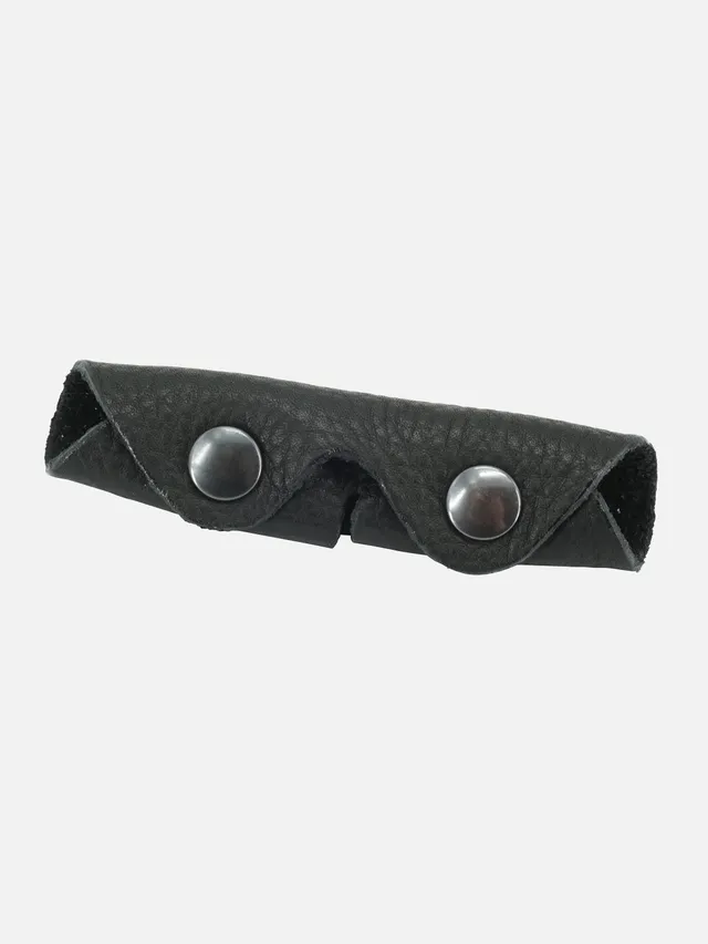 kieffer-kinnketten-unterlage-leder-schwarz-mit-druckkn-pfen image 1