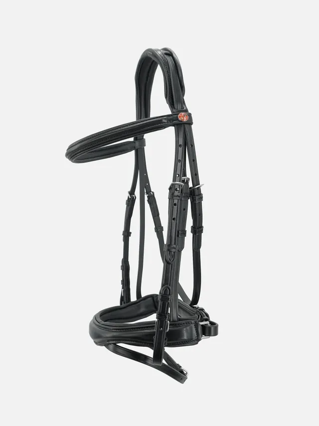 kieffer-trense-perseus-schwedisch-ledertrense-mit-comfort-kopfst-ck-und-gurtz-ge image 1
