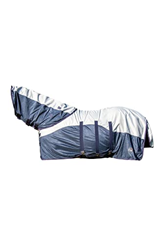 hkm-rain-pferdedecke-145-dunkelblau-grau-regendecke image 2