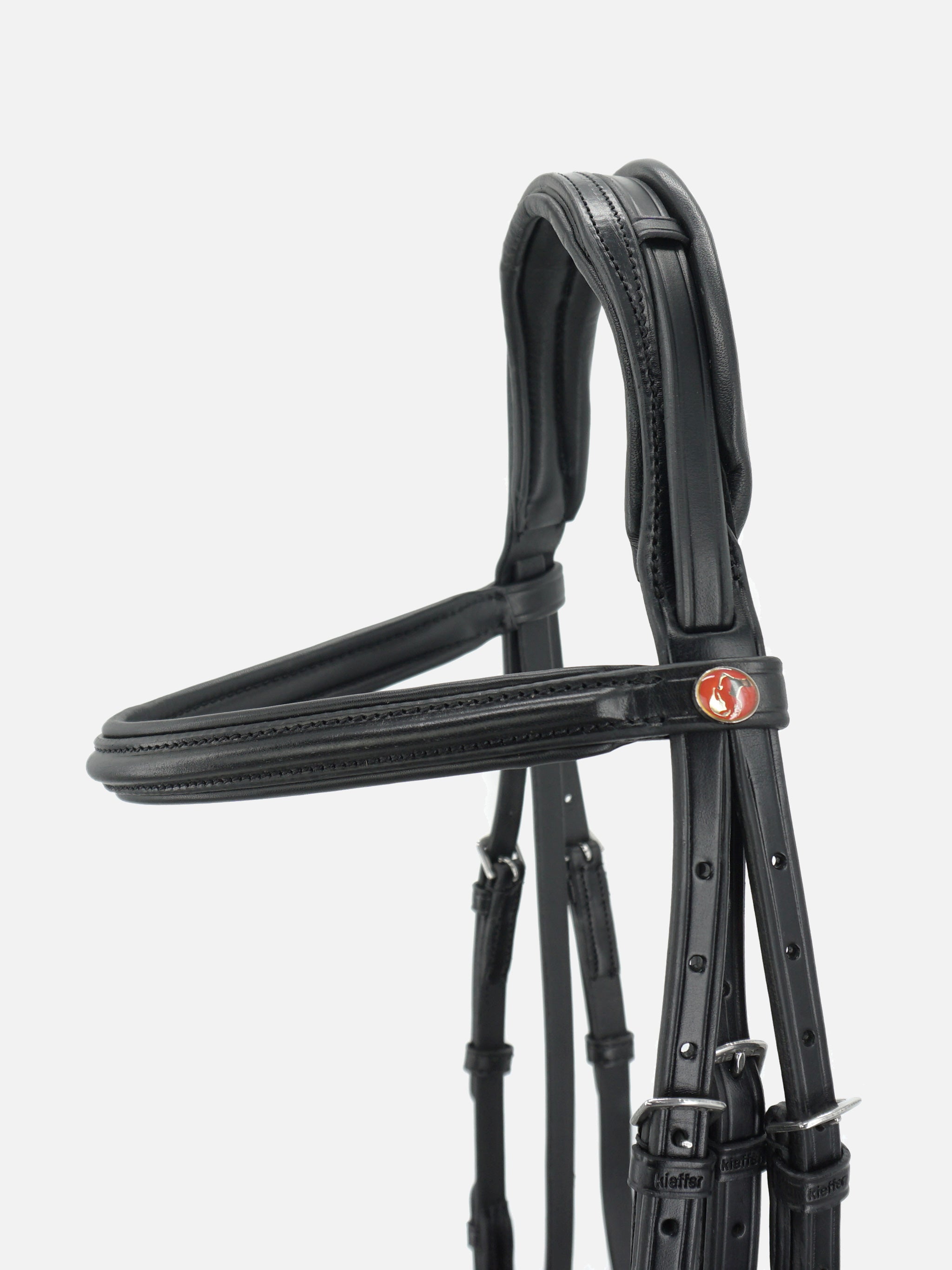 kieffer-trense-perseus-schwedisch-ledertrense-mit-comfort-kopfst-ck-und-gurtz-ge image 2