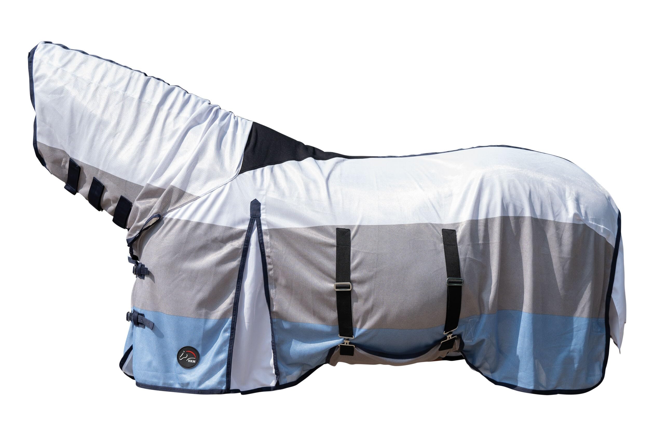 hkm-strong-fliegendecke-mit-halsteil-155-blau-wei-grau image 1