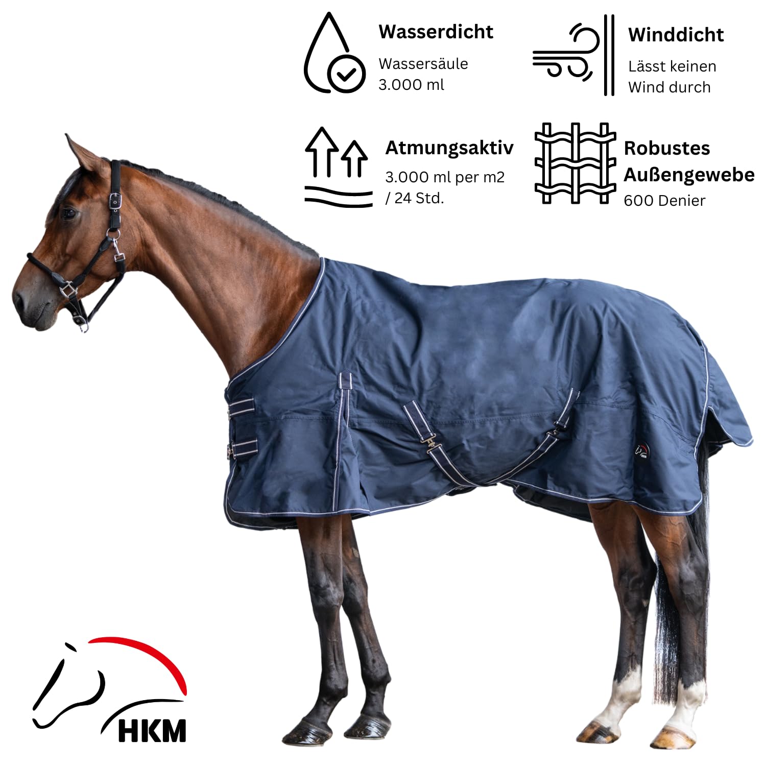 hkm-6500-paddockdecke-135-cm-mit-halsteil-wasserdicht image 2