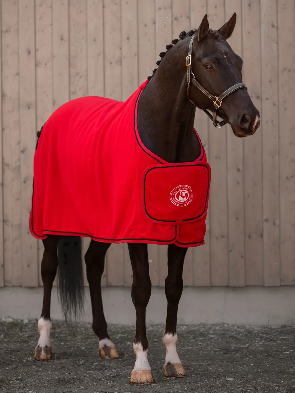 kieffer-abschwitzdecke-rougie-aus-fleece-in-rot-mit-schwarz image 1