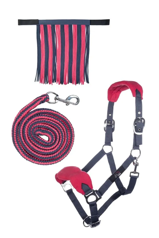 hkm-10733-halfterset-mit-fliegenfransen-und-strick-180-cm image 1