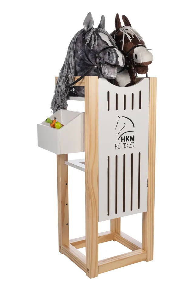 hkm-hobby-horsing-pferdestall-f-r-2-steckenpferde-mit-trog image 1