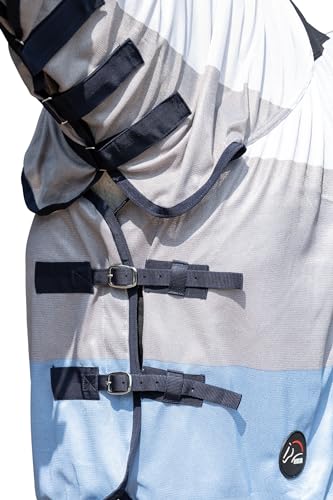 hkm-strong-fliegendecke-mit-halsteil-155-blau-wei-grau image 8