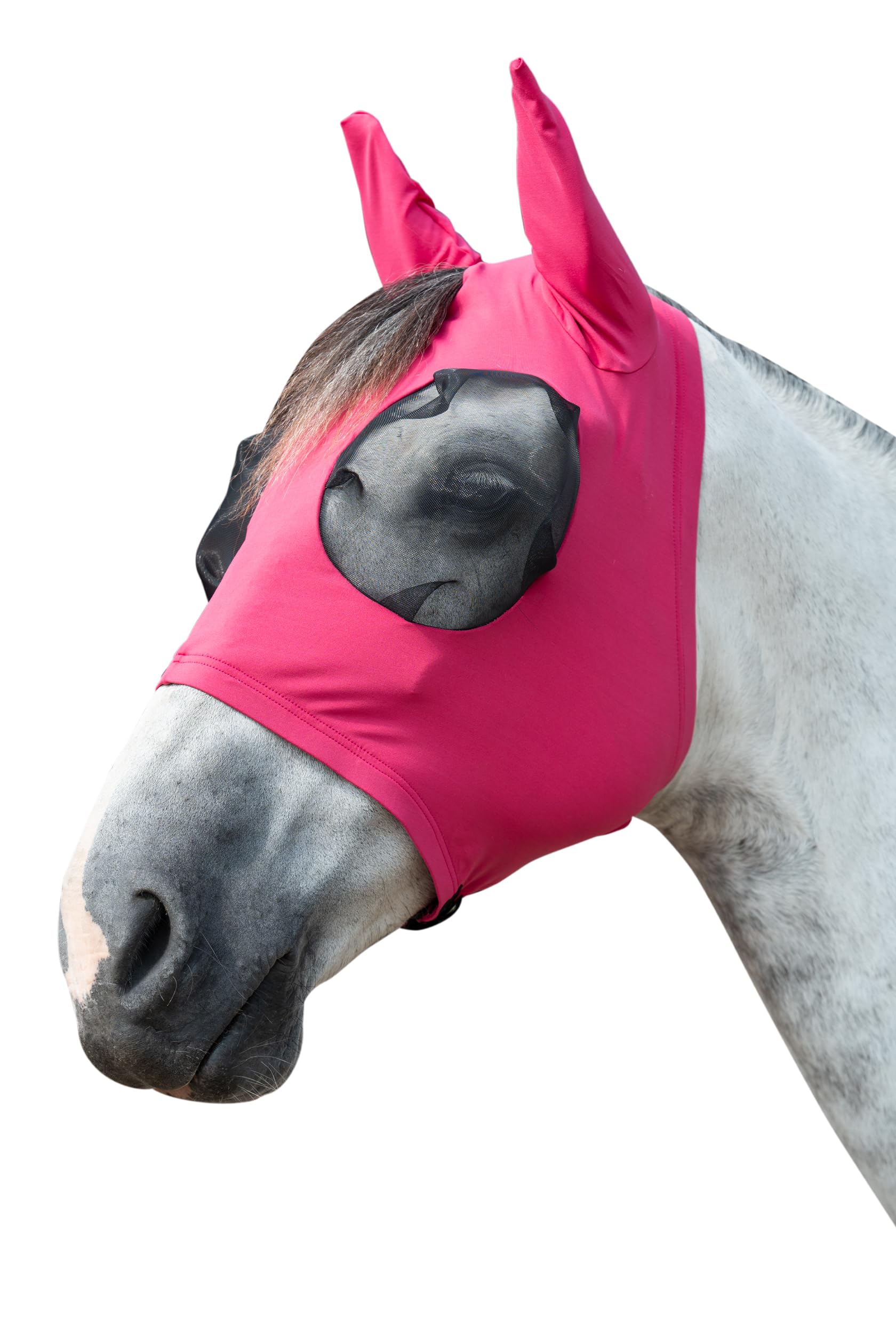 hkm-elastic-pferde-fliegenschutzmaske-mit-uv-schutz-lsf-30-magenta image 1