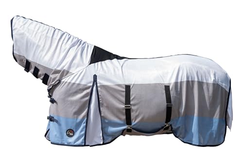 hkm-strong-fliegendecke-mit-halsteil-155-blau-wei-grau image 6
