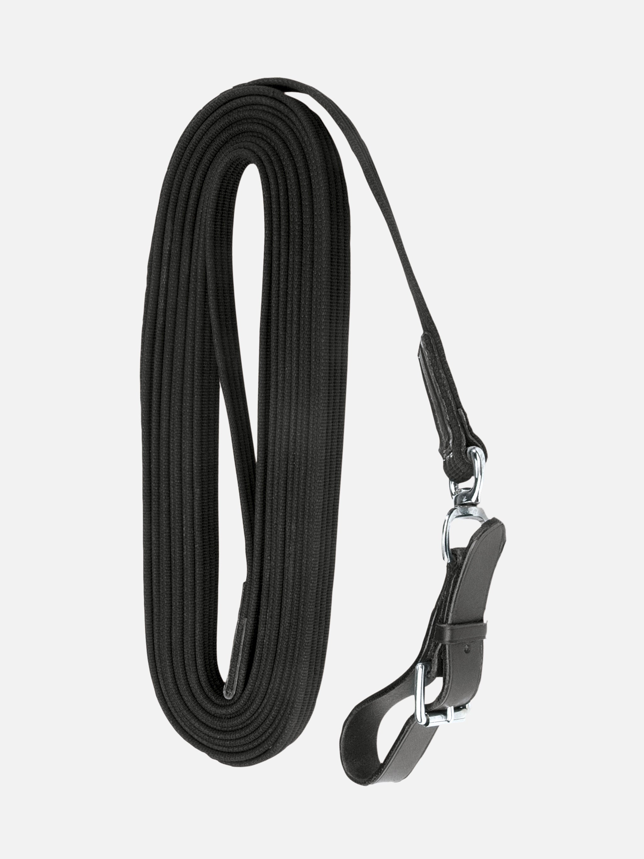 kieffer-longe-8-m-schwarz-chrom-longierleine-aus-gurtband image 1