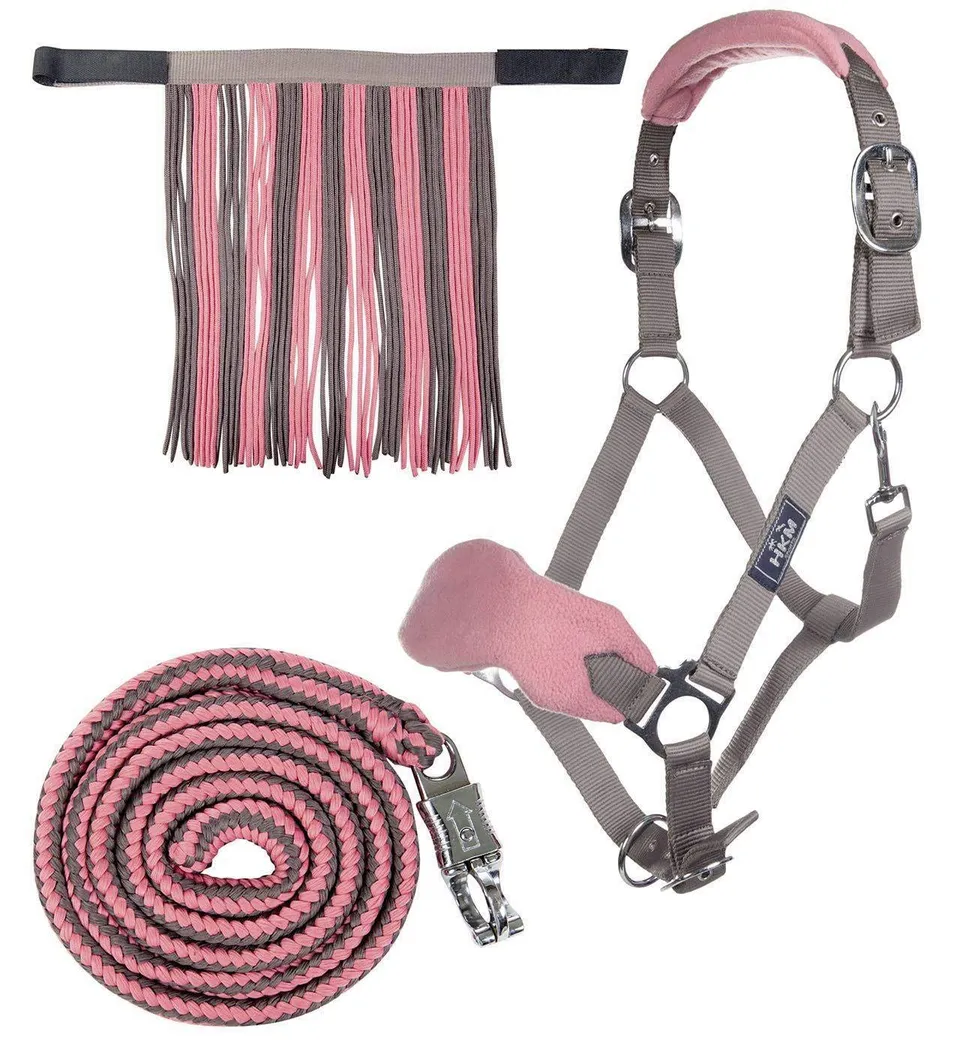hkm-10734-halfterset-mit-fliegenfransen-und-strick-180-cm image 1