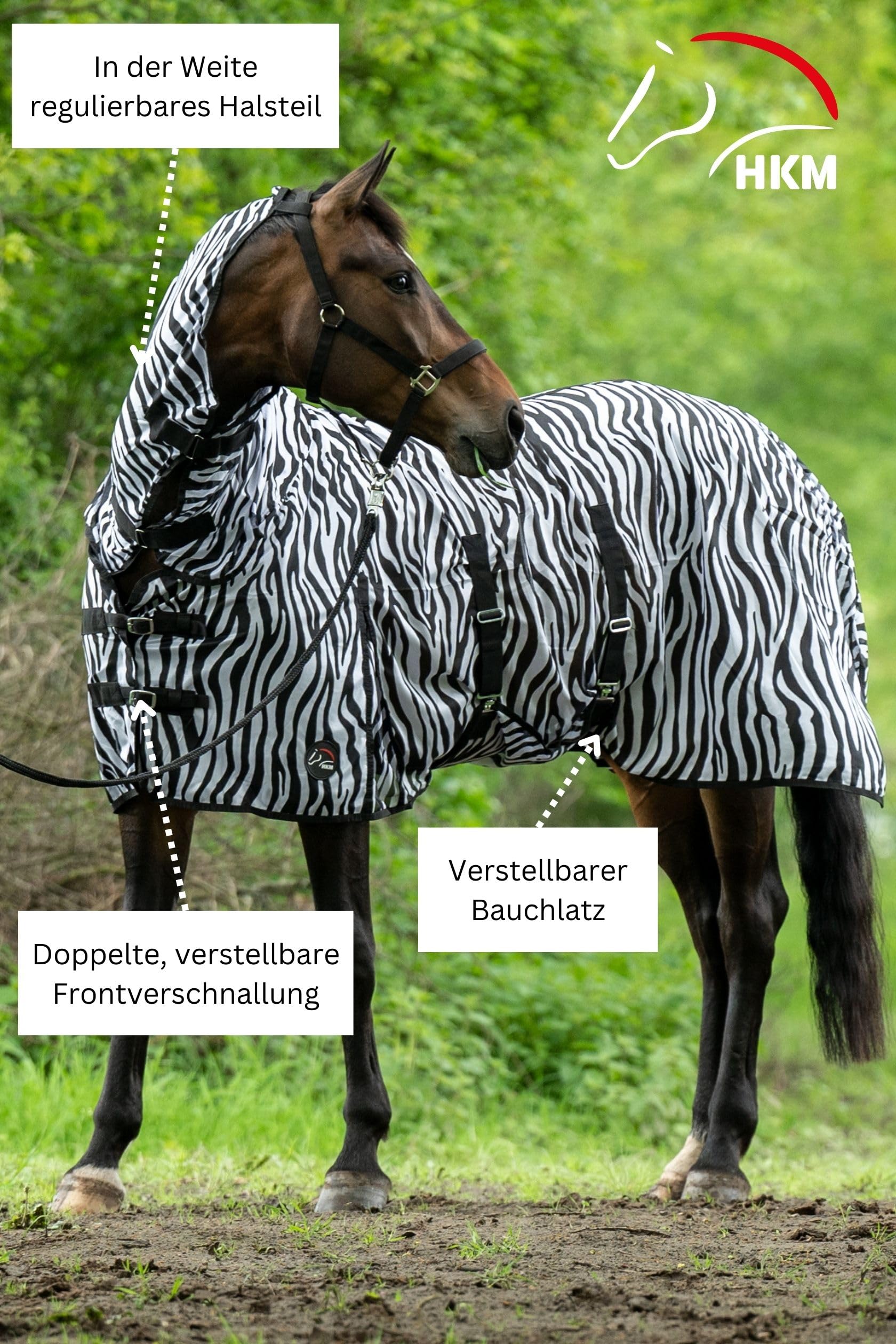 hkm-fliegendecke-mit-halsteil-zebra-mit-bauchlatz-gr-m image 2