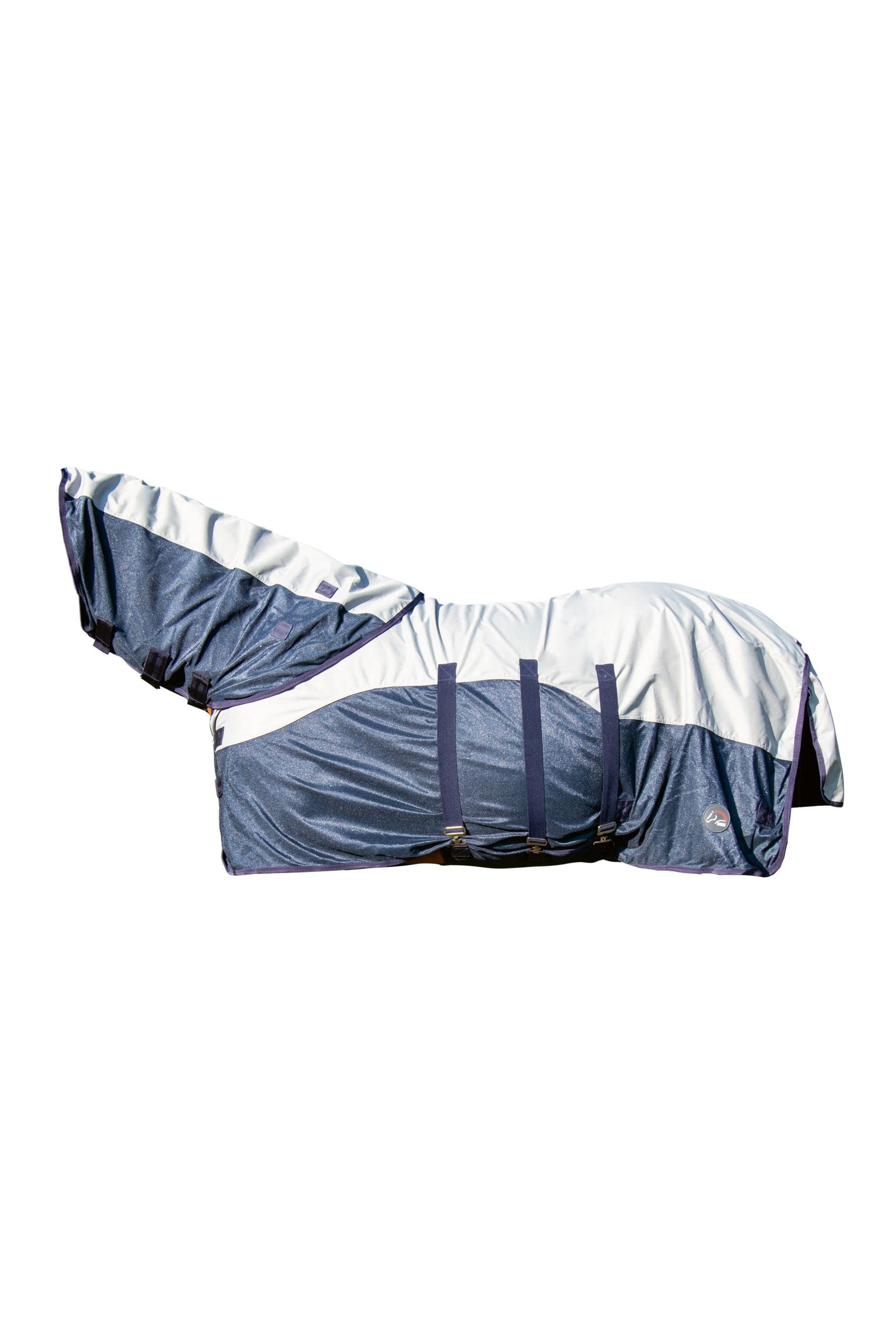 hkm-rain-pferdedecke-145-dunkelblau-grau-regendecke image 1